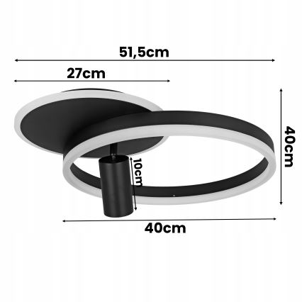 LED plafondlamp LED/38W/230V + 1xGU10/30W zwart