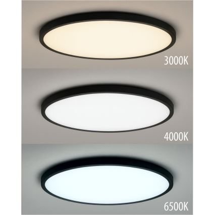 LED plafondlamp LED/40W/230V 3000/4000/6500K Ø 50 cm zwart