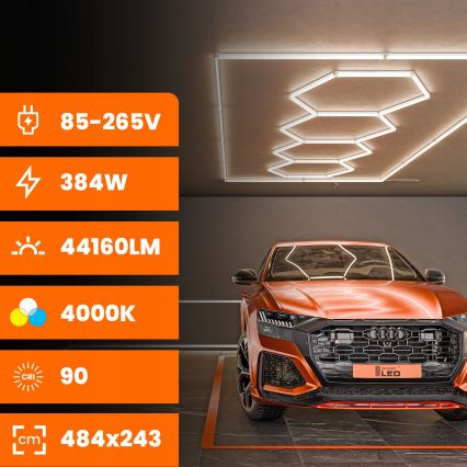 LED plafondlamp HEXAGON LED/426W/85-265V 4000K 484x243 cm CRI 90 IP44 wit