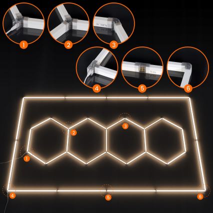 LED plafondlamp HEXAGON LED/426W/85-265V 4000K 484x243 cm CRI 90 IP44 wit