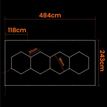 LED plafondlamp HEXAGON LED/426W/85-265V 4000K 484x243 cm CRI 90 IP44 wit