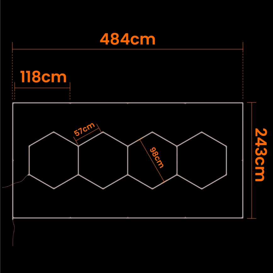 LED plafondlamp HEXAGON LED/426W/85-265V 4000K 484x243 cm CRI 90 IP44 wit