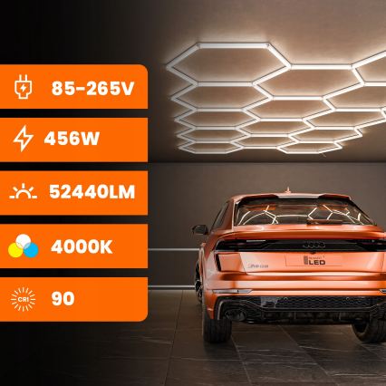 LED plafondlamp HEXAGON LED/570W/85-265V 4000K 522x298 cm CRI 90 IP44 wit