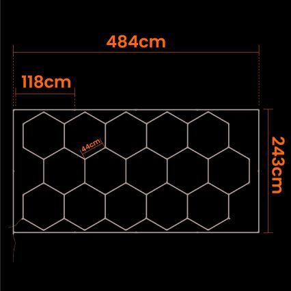 LED-plafondlamp HEXAGON LED/696W/85-265V 4000K 484x243 cm CRI 90 IP54 wit