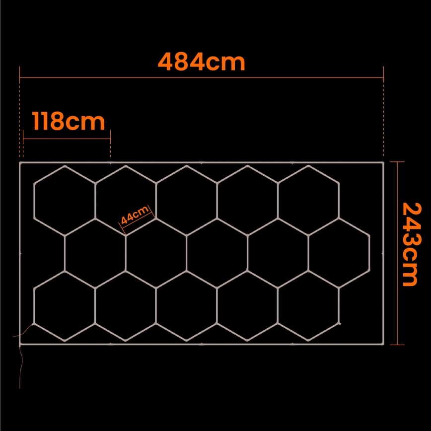 LED-plafondlamp HEXAGON LED/696W/85-265V 4000K 484x243 cm CRI 90 IP54 wit