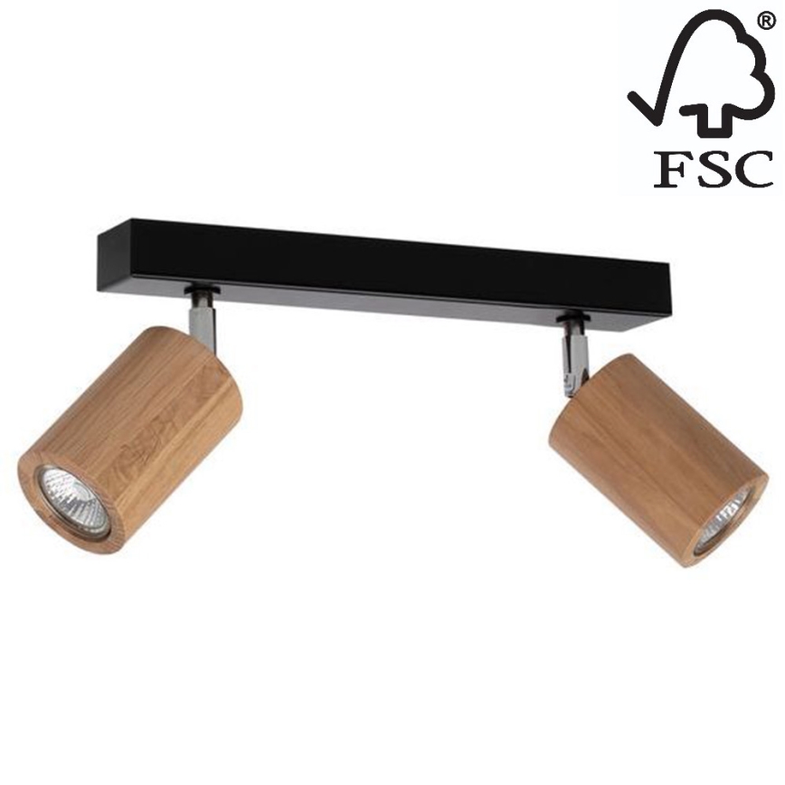 LED Plafondlamp MATTI 2xGU10/5W/230V eiken - FSC-gecertificeerd