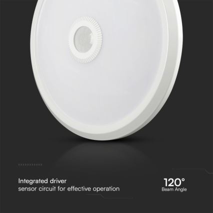 LED Plafondlamp met sensor SAMSUNG CHIP LED/12W/230V 3000/4000/6000K diameter 29 cm wit