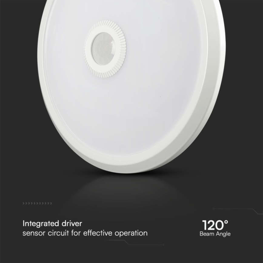 LED Plafondlamp met sensor SAMSUNG CHIP LED/12W/230V 3000/4000/6000K diameter 29 cm wit