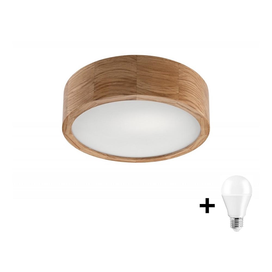 LED Plafondlamp OAK 1xE27/10W/230V eiken d. 27 cm