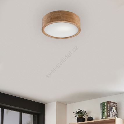 LED Plafondlamp OAK 1xE27/10W/230V eiken d. 27 cm