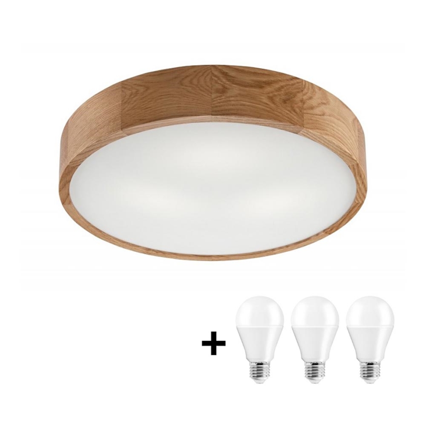 LED Plafondlamp OAK 3xE27/10W/230V eiken pr. 47 cm