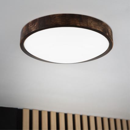 LED plafondlamp OAK SMOKY SLIM LED/36W/230V 4000K Ø 37 cm eiken/donkerbruin