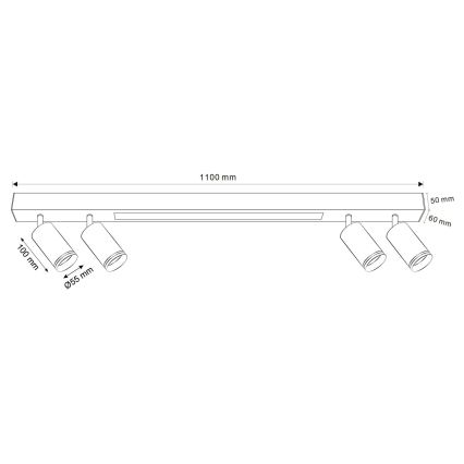 LED Plafondlamp PARIJS LED/24W/230V + 4xGU10/10W zwart