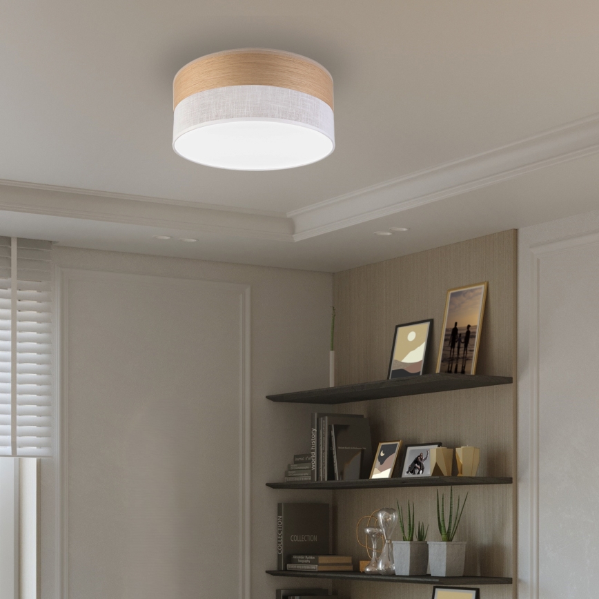 LED Plafondlamp SIRJA WOOD LED/20W/230V diameter 35 cm wit/eiken