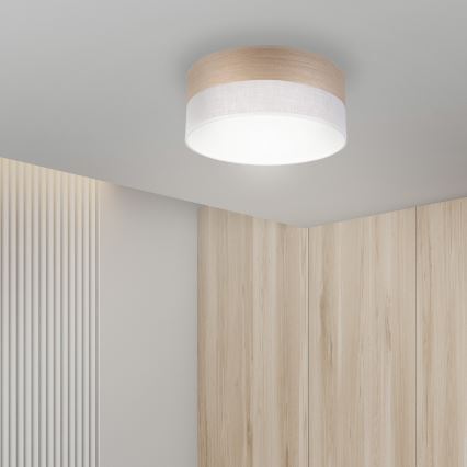 LED Plafondlamp SIRJA WOOD LED/20W/230V diameter 35 cm wit/eiken