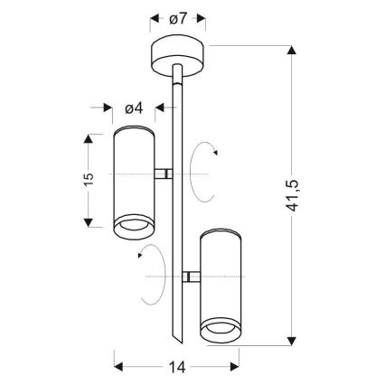 LED Plafondlamp TUBA 2xLED/10W/230V zwart