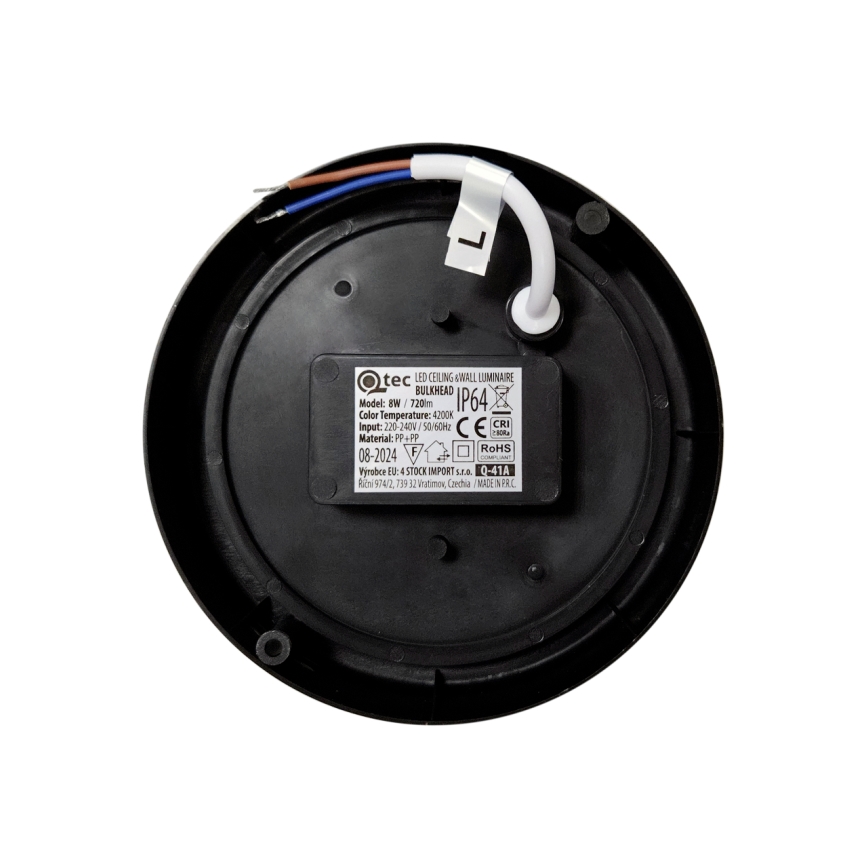 LED plafondlamp voor buiten LED/8W/230V 4200K Ø 14 cm IP64 zwart