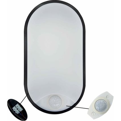 LED Plafondlamp voor buiten met sensor LED/14W/230V IP54 zwart