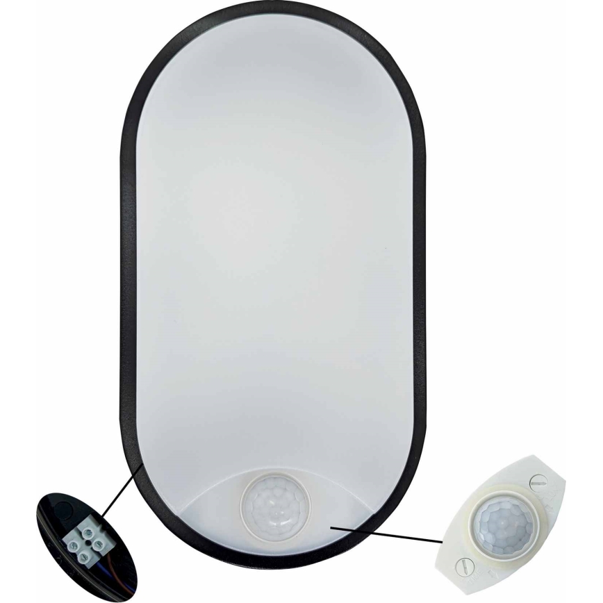 LED Plafondlamp voor buiten met sensor LED/14W/230V IP54 zwart