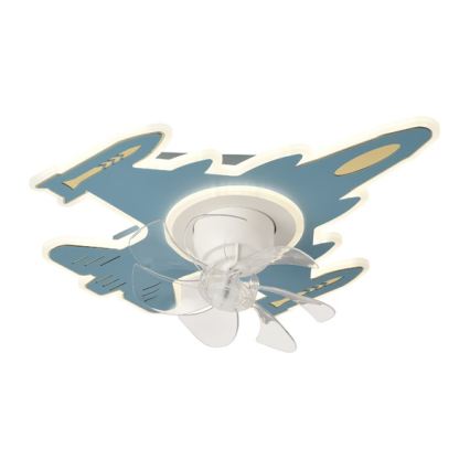 LED-dimbare plafondlamp voor kinderen met ventilator LED/63W/230V 3000/4000/6000K 68x57 cm blauw + afstandsbediening