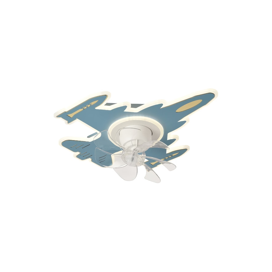 LED-dimbare plafondlamp voor kinderen met ventilator LED/63W/230V 3000/4000/6000K 68x57 cm blauw + afstandsbediening