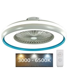 LED Plafondlamp wtih a fan LED/45W/230V 3000/4000/6500K blauw + afstandsbediening