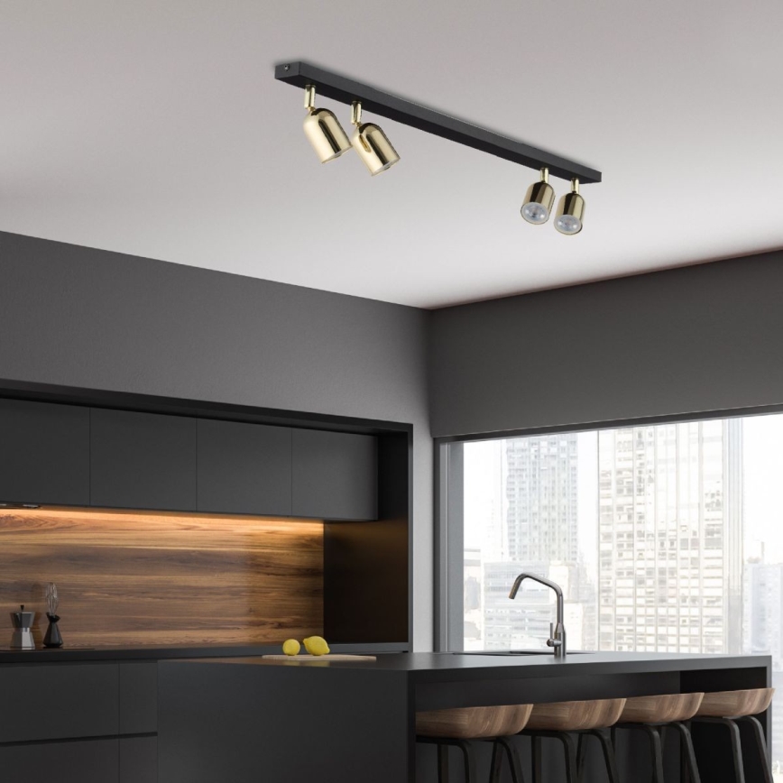 LED plafondspot TOP 4xGU10/10W/230V zwart/goud