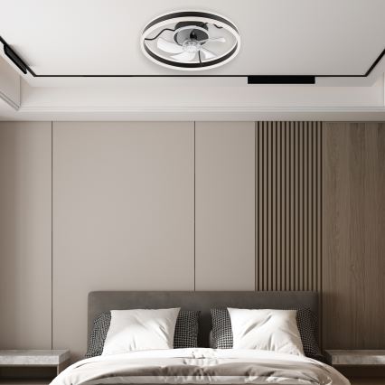 LED Dimbaar plafondlamp met ventilator APOLLO LED/38W/230V zwart + afstandsbediening