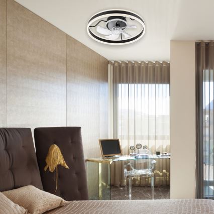 LED Dimbaar plafondlamp met ventilator APOLLO LED/38W/230V zwart + afstandsbediening