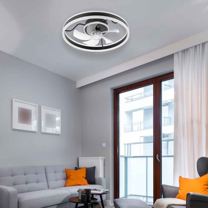 LED Dimbaar plafondlamp met ventilator APOLLO LED/38W/230V zwart + afstandsbediening