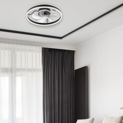 LED Dimbaar plafondlamp met ventilator APOLLO LED/38W/230V zwart + afstandsbediening