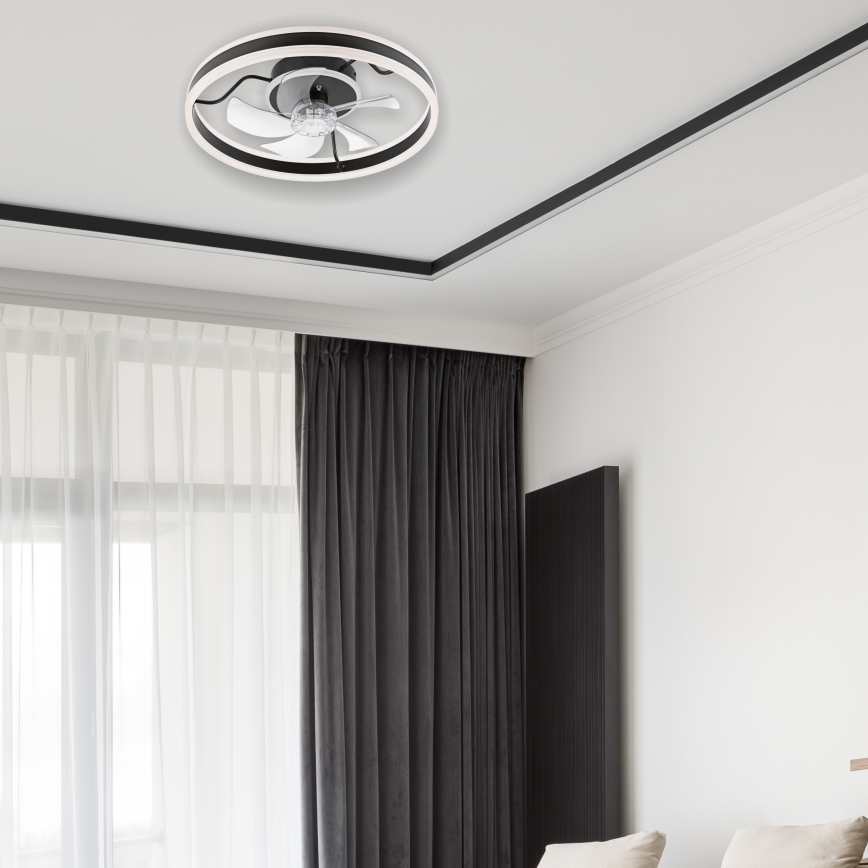 LED Dimbaar plafondlamp met ventilator APOLLO LED/38W/230V zwart + afstandsbediening