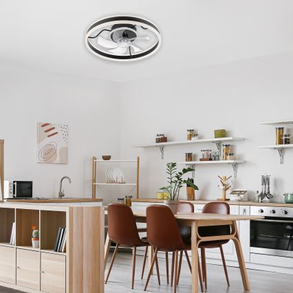LED Dimbaar plafondlamp met ventilator APOLLO LED/38W/230V zwart + afstandsbediening