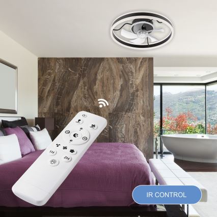 LED Dimbaar plafondlamp met ventilator APOLLO LED/38W/230V zwart + afstandsbediening