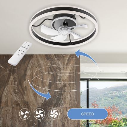 LED Dimbaar plafondlamp met ventilator APOLLO LED/38W/230V zwart + afstandsbediening