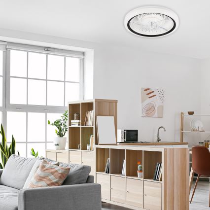 LED Dimbaar plafondlamp met ventilator GEMMA LED/37W/230V wit + afstandsbediening