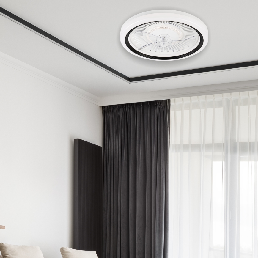 LED Dimbaar plafondlamp met ventilator GEMMA LED/37W/230V wit + afstandsbediening