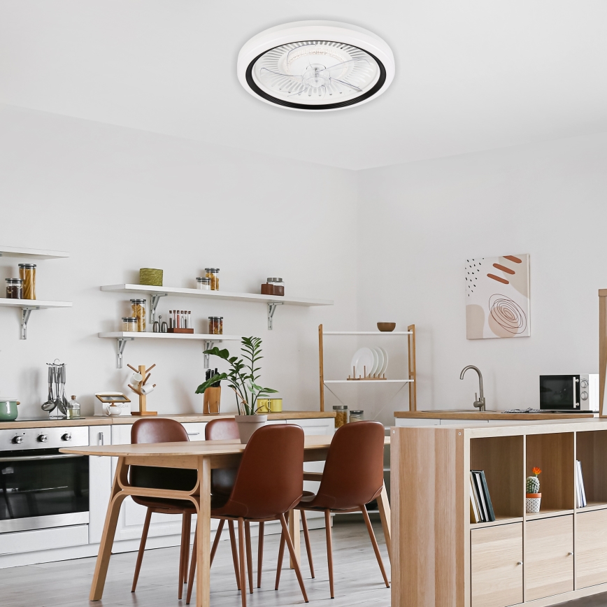 LED Dimbaar plafondlamp met ventilator GEMMA LED/37W/230V wit + afstandsbediening