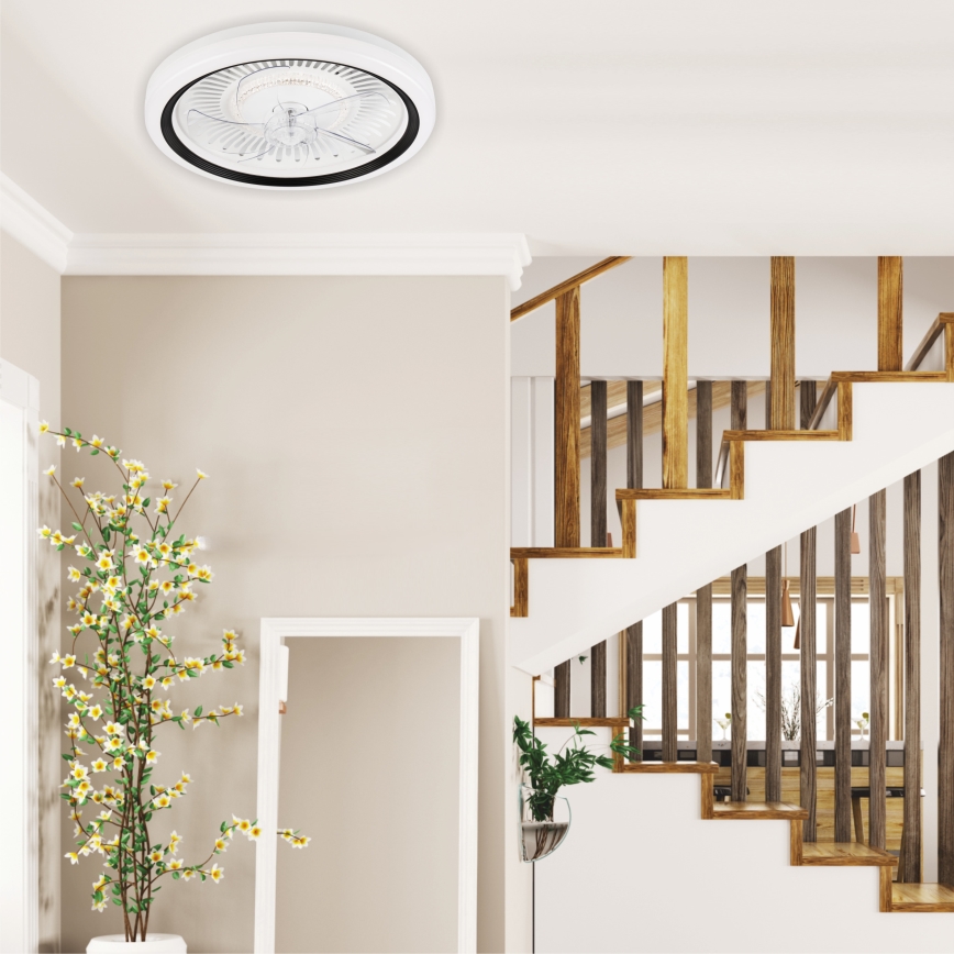 LED Dimbaar plafondlamp met ventilator GEMMA LED/37W/230V wit + afstandsbediening