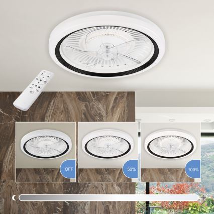 LED Dimbaar plafondlamp met ventilator GEMMA LED/37W/230V wit + afstandsbediening