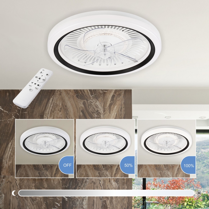LED Dimbaar plafondlamp met ventilator GEMMA LED/37W/230V wit + afstandsbediening