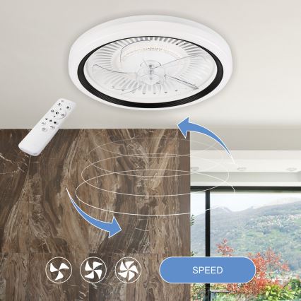 LED Dimbaar plafondlamp met ventilator GEMMA LED/37W/230V wit + afstandsbediening