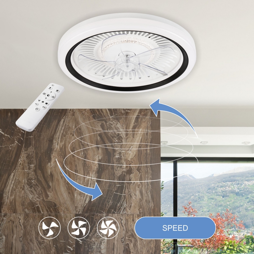 LED Dimbaar plafondlamp met ventilator GEMMA LED/37W/230V wit + afstandsbediening