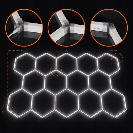 Plafonnier LED HEXAGON LED/456W/85-265V 6500K 522x298 cm CRI 90 IP54 blanc