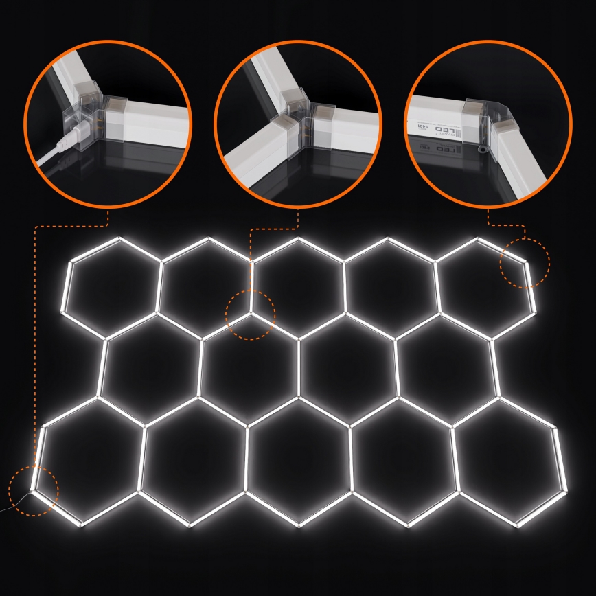Plafonnier LED HEXAGON LED/570W/85-265V 6500K 522x298 cm IRC 90 IP44 blanc