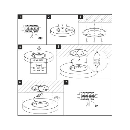 LED-plafonnière LED/18W/230V 3000/4000/6500K Ø 23 cm zwart