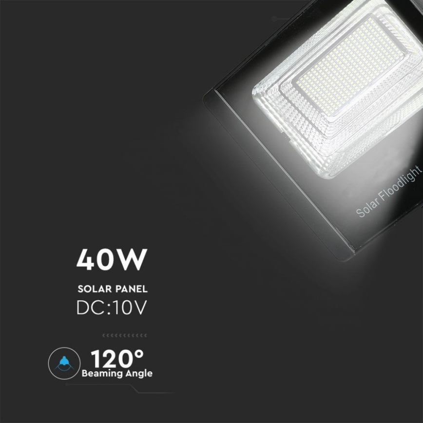 LED Projecteur solaire extérieur LED/40W/10V IP65 6000K + Télécommande
