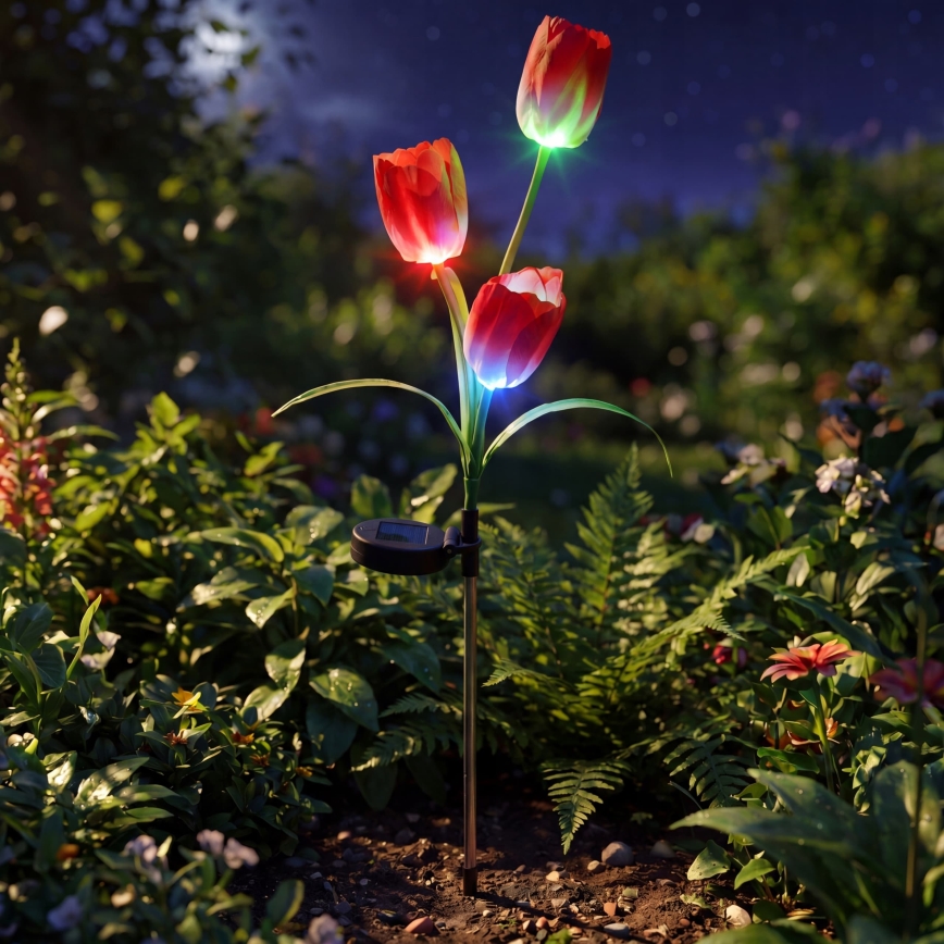 LED RGB decoratieve tuinlamp op zonne-energie 3xLED/3,7V 200 mAh IP44 tulp
