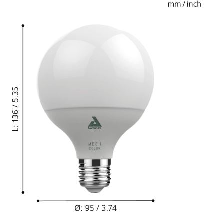 LED RGB Dimbare Lamp CONNECT E27/13W 2700 - 6500K - Eglo