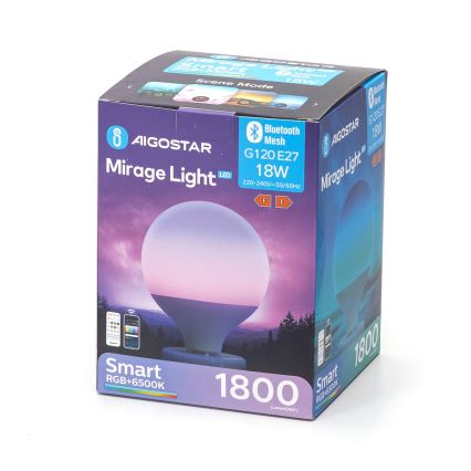 LED RGB-dimbare lamp MESH G120 E27/18W/230V 6500K + afstandsbediening - Aigostar